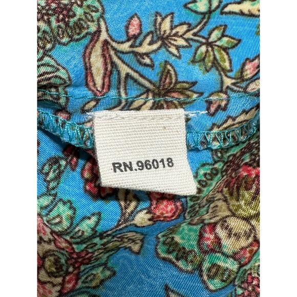 Paani Dress Womens Medium Red Blue‎ Floral Boho Sleeveless Sheer Pockets Beach - Picture 7 of 10